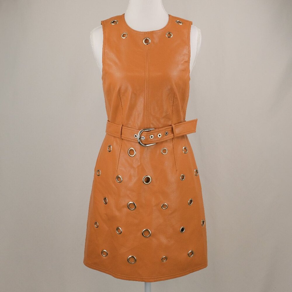Cinq a Sept Harriet Faux Leather Mini Dress, Chestnut Brown, Size US 2